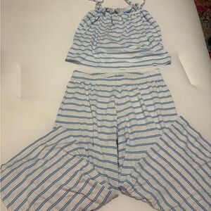 Striped Blue and White Pajama Set